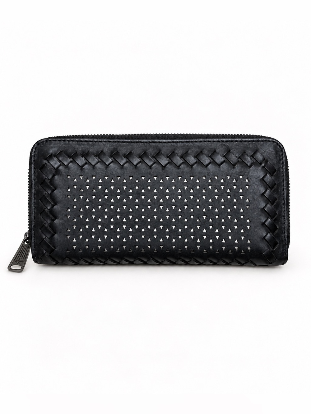 Patricia Nash Lauria Black Woven Leather Zip Around Wallet